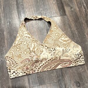 Charlotte Russe Cream Halter Tie Back Crop Top